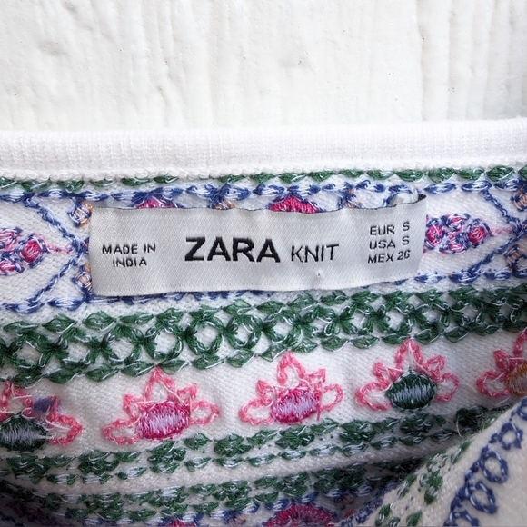 Zara Knit Tribal Beaded Crop Tank Top Boho Festival Summer Women's Size Small - Picture 5 of 7